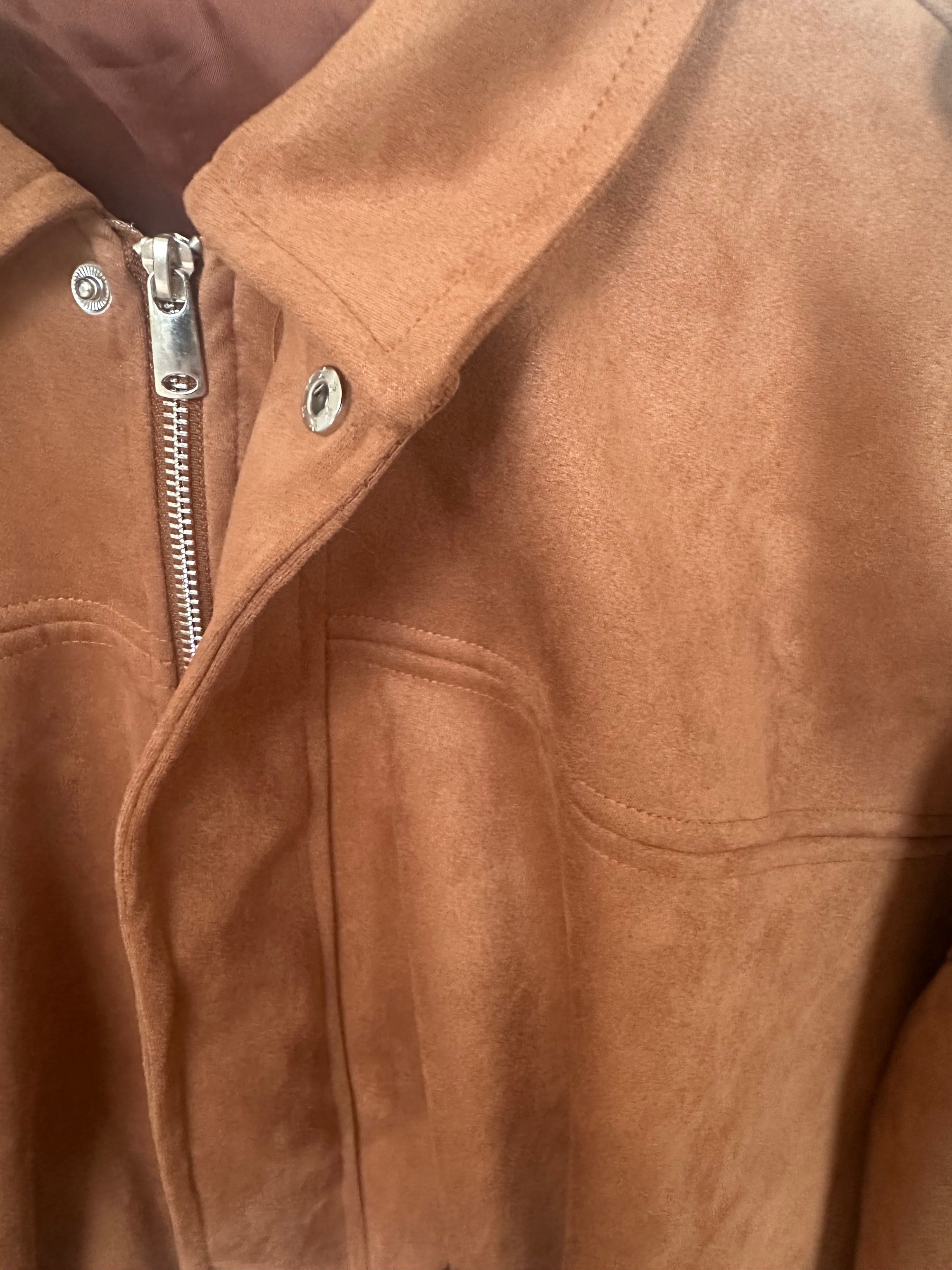 Oversize Jacke in Braun - Wildleder-Optik